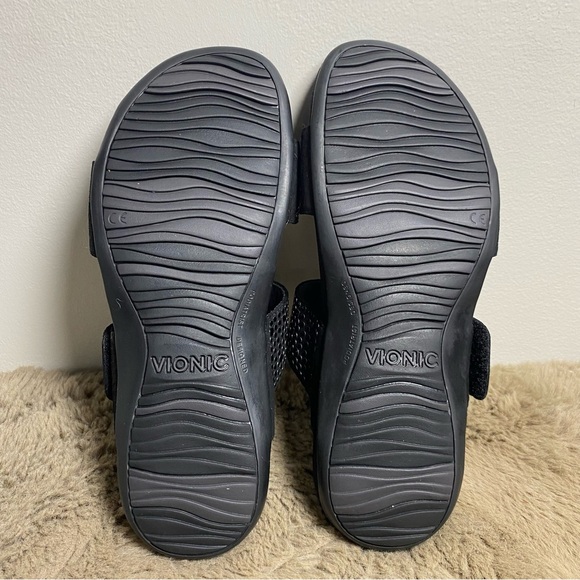 Vionic Black Beaded Slight-Wedge Slide Sandals Size 9 - Picture 7 of 11